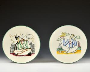 Pareja de platos: El fumador cansado y El marinero cansado - Gio Ponti, Richard-Ginori, 1937